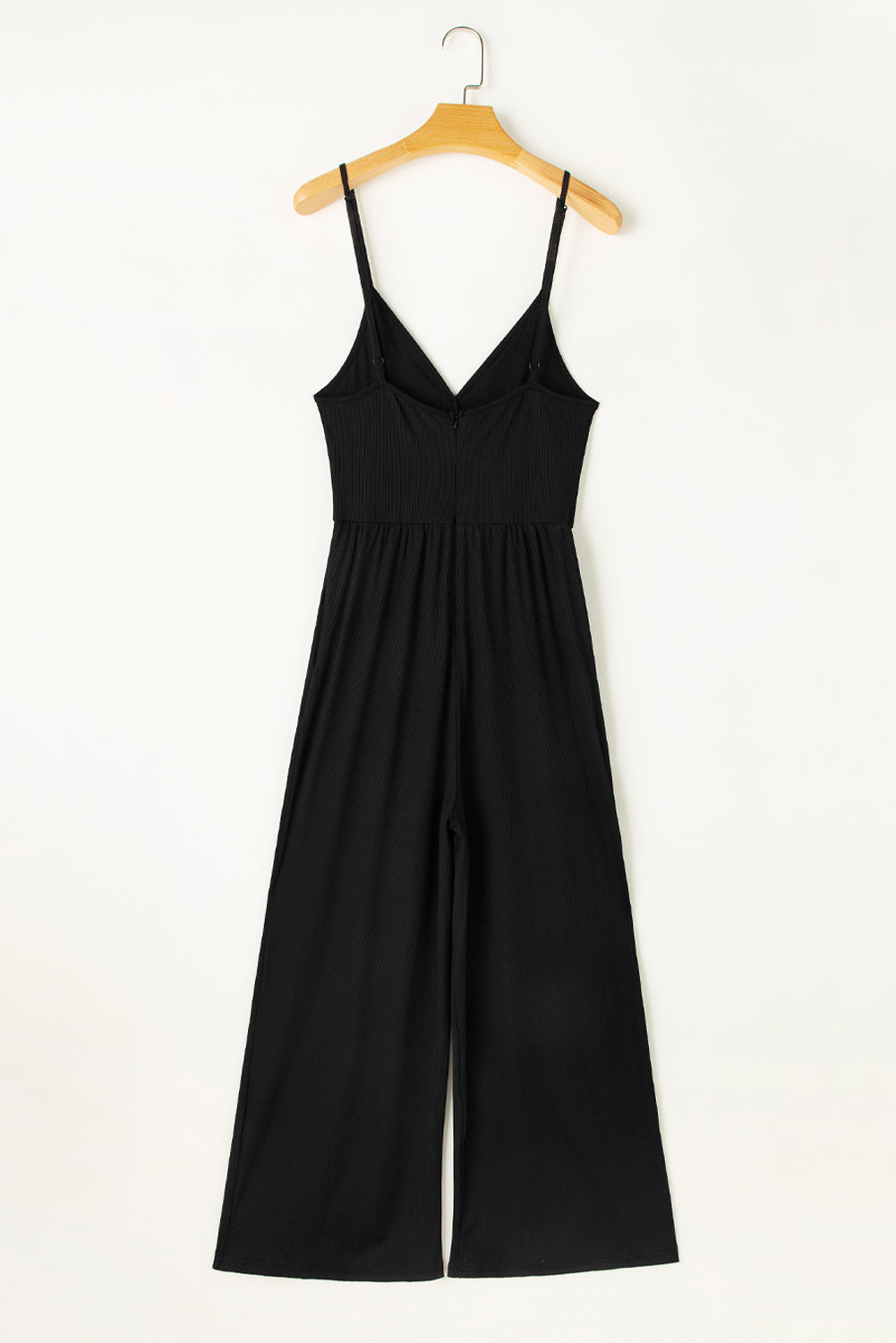 " Here for it " Black Wide Leg High Waist Sexy V Neck Cami Jumpsuit