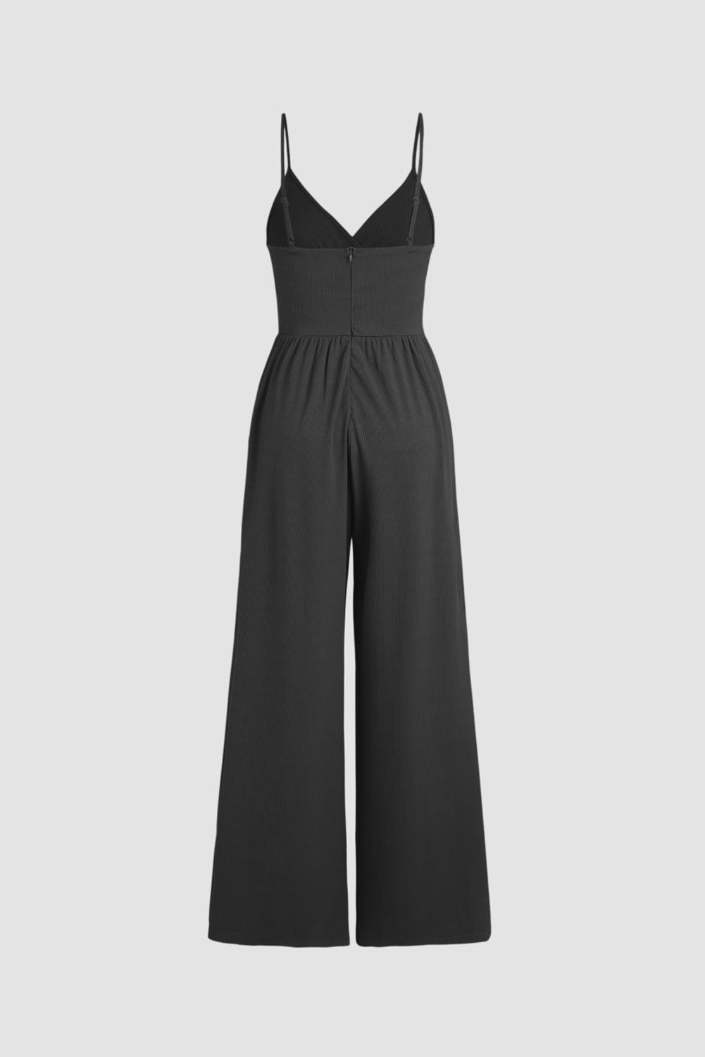 " Here for it " Black Wide Leg High Waist Sexy V Neck Cami Jumpsuit