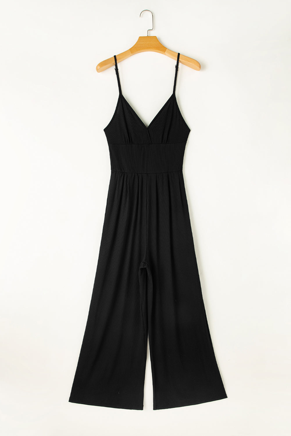 " Here for it " Black Wide Leg High Waist Sexy V Neck Cami Jumpsuit