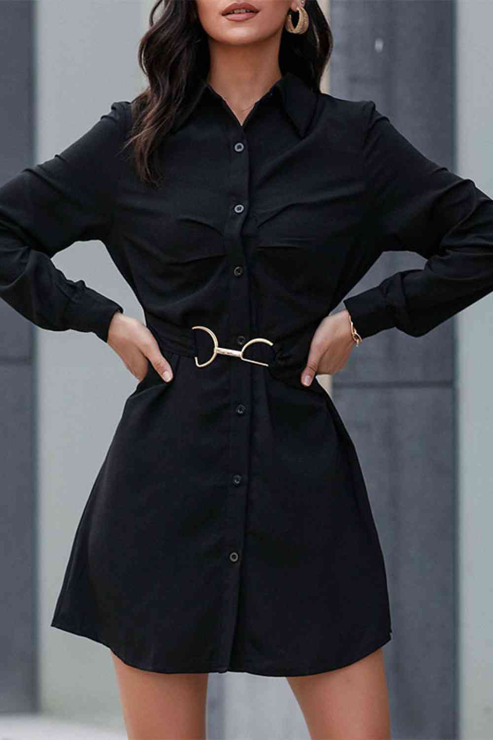 "Doing Big Things" Belted Mini Shirt Dress